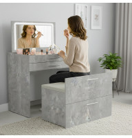 Гримёрный стол для макияжа с зеркалом и LED подсветкой / трюмо с розеткой 220В / стол визажиста / Allis 800 (Ателье светлый)