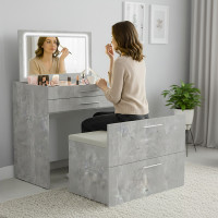 Гримёрный стол для маникюра с зеркалом и LED подсветкой / трюмо / стол визажиста / Allis 800 (Ателье светлый)