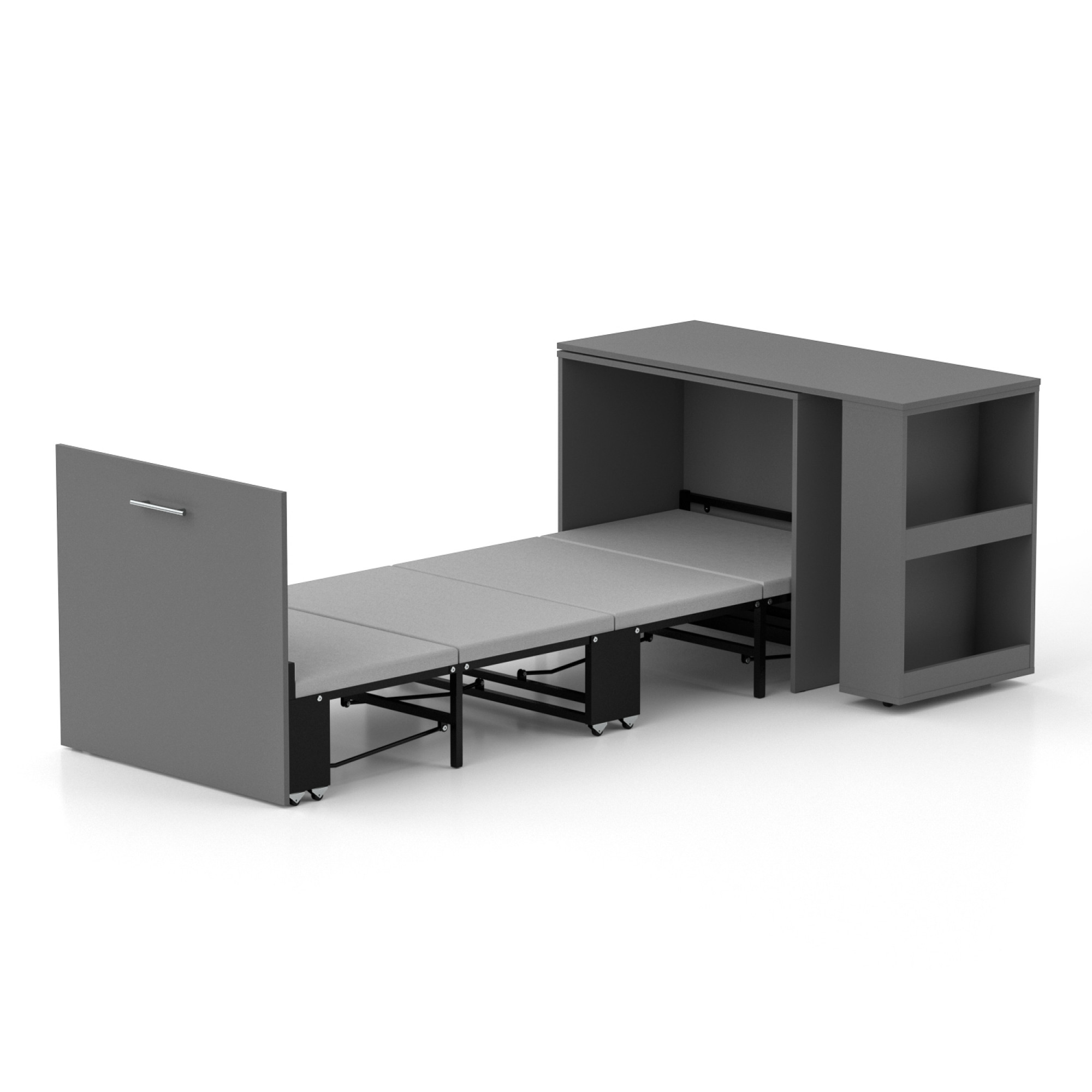 Ліжко-трансформер + Письмовий стіл + Тумба + Комод Sirim-C1 (4 в 1) / (Графіт)