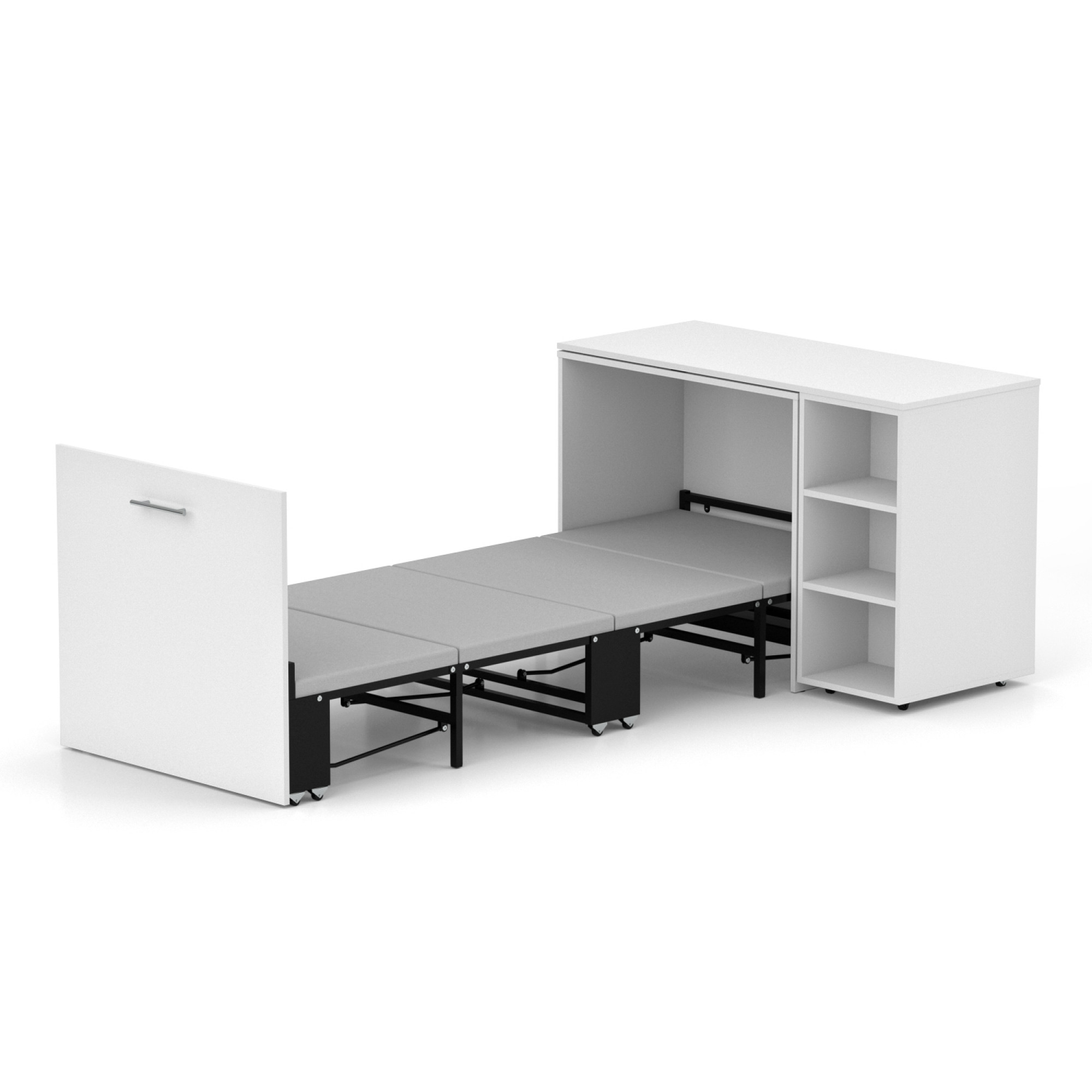 Кровать-трансформер + Письменный стол + Тумба + Комод Sirim-C2 (4 в 1) / (Белый)